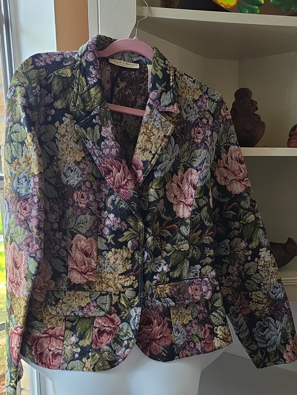 Floral Tapestry Blazer Jacket - Black Multicolor